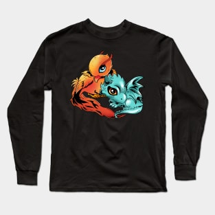 Rising Flames: A Baby Phoenix and Dragon Design Long Sleeve T-Shirt